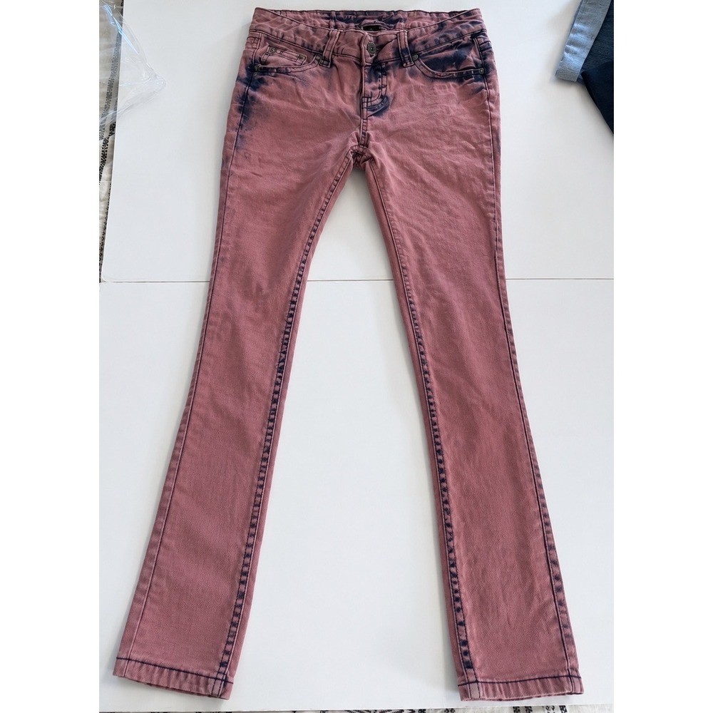 Request Jeans Womens Pink Blue Acid Wash Straight Leg Stretch Denim Pants 3/26